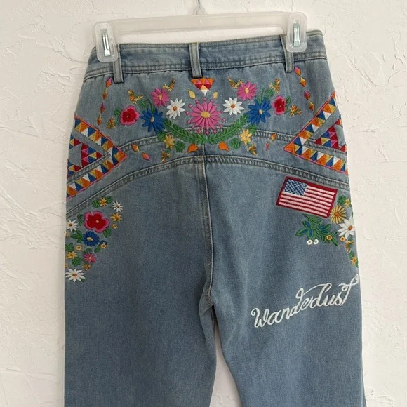 Spell Wanderlust Embroidered Denim Blue Jeans - Large - Picture 6 of 7
